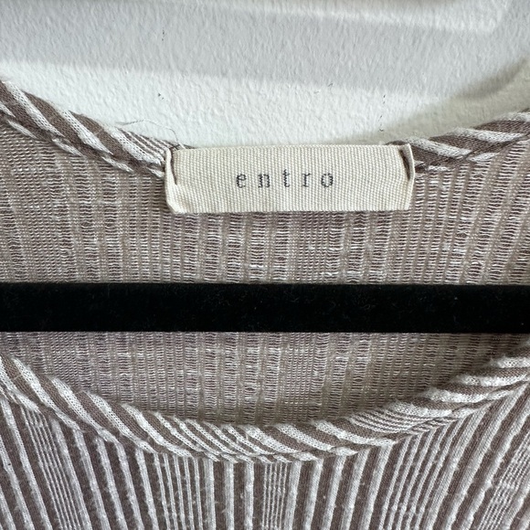Entro Gray Striped Sleeveless Dress with Side Slits - Picture 4 of 6